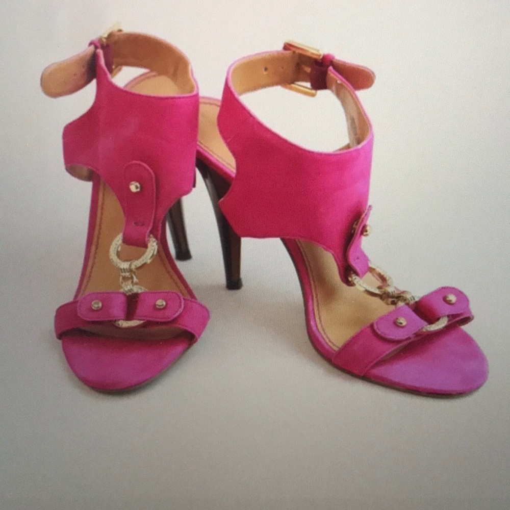 Katherine Heigls Nine West Pink T-Strap Shoes